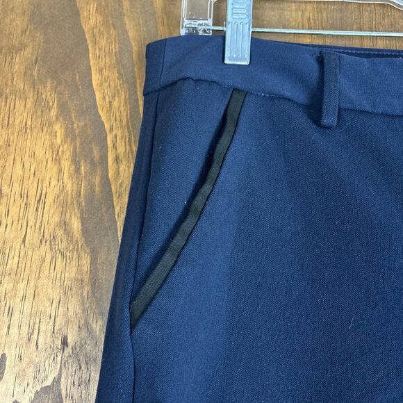 Express Womens Pants Blue Black Columnist Ankle Mid Rise Career Stretch 10 Long - Picture 7 of 13